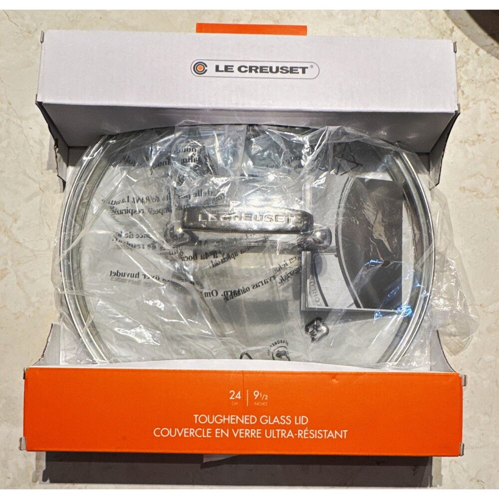 Le Creuset Toughened Glass Lid w/ Stainless Steel Trim Round 24cm 9 1/2in